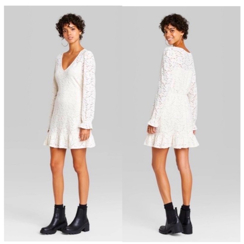 Wild Fable - White/Crème Long Sleeve Lace Dress - Bachelorette/Bride